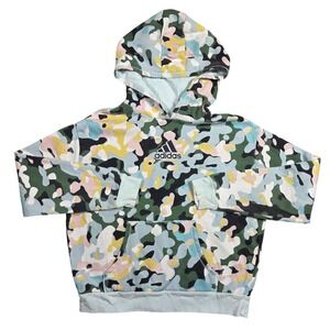 Kids Adidas Camo Hoodie Loose Fit Pullover Sweatshirt Size XL Athleisure‎ Preppy
